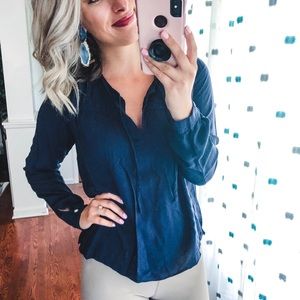 GAP Long Sleeve Blue Blouse Medium